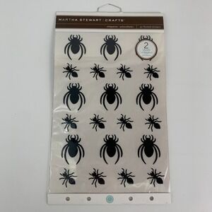Martha Stewart Flocked Fuzzy Black Spiders & Ant Halloween Stickers